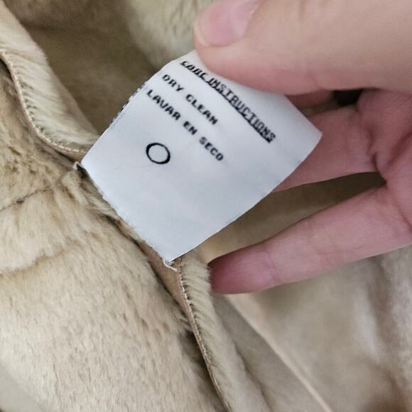 Jones New York Women Coat Faux Suede Faux Fur Lined Button Front Large 70s Style - Picture 9 of 10